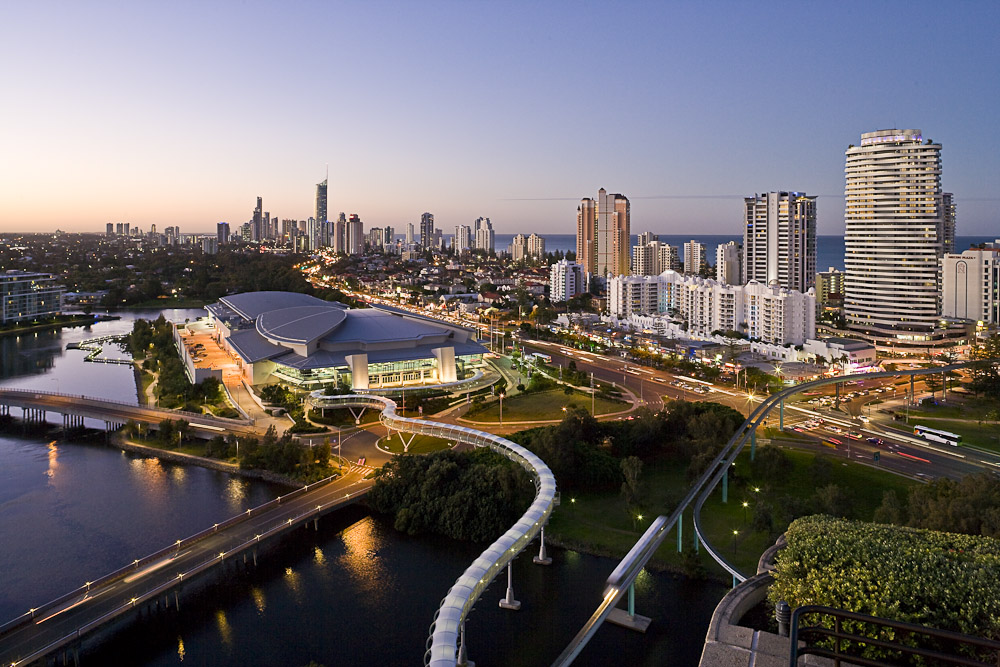Aerial shot of the Gold Coast Convention and Exhibition Centre